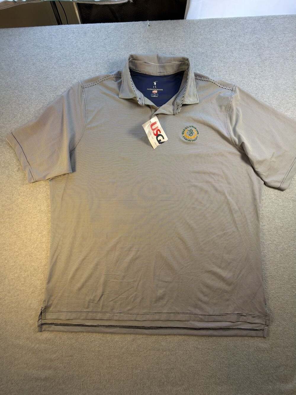 Cutter & Buck Men's Pencil Stripe Short Sleeve Polo Shirt Brown White